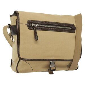 Authentic PRADA Shoulder Bag Canvas Beige Silver